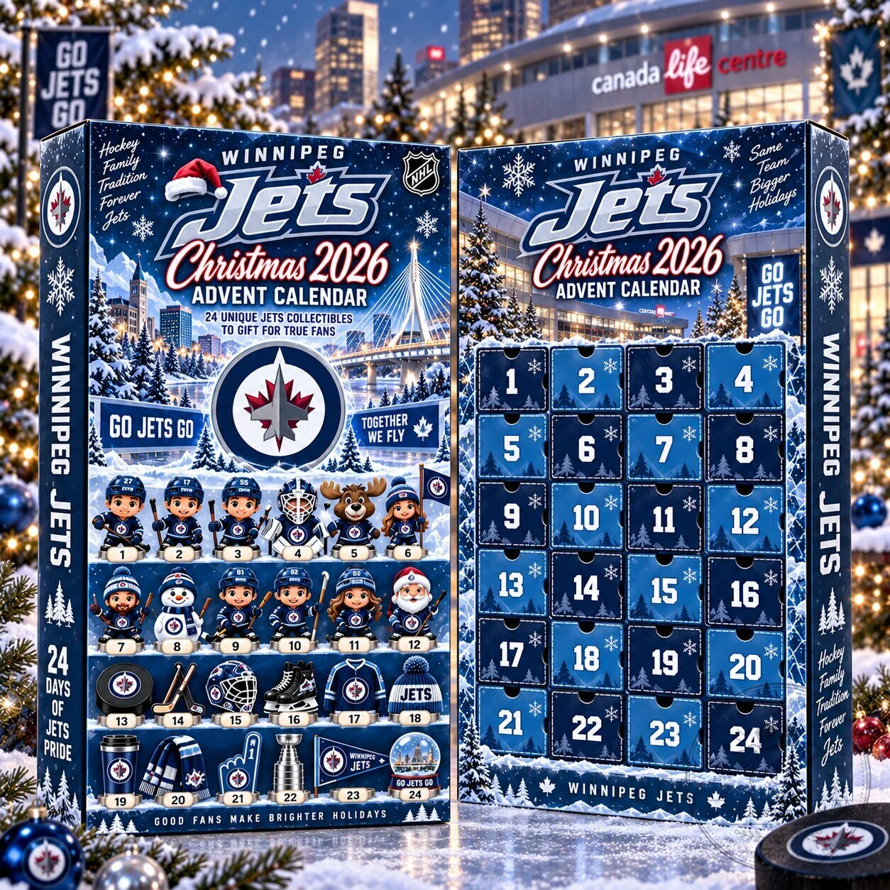 Winnipeg Jets NHL Christmas 2026 Advent Calendar Box with 24 Collectibles