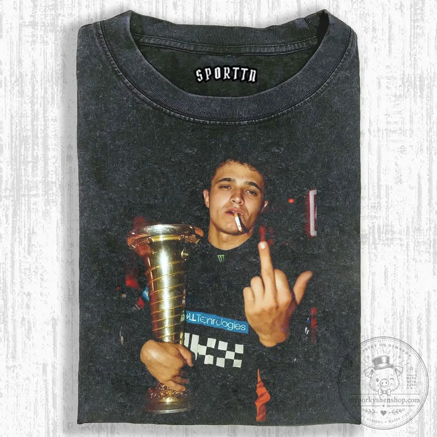 Lando Norris Formula 1 Racing Champion Middle Finger Vintage T-Shirt