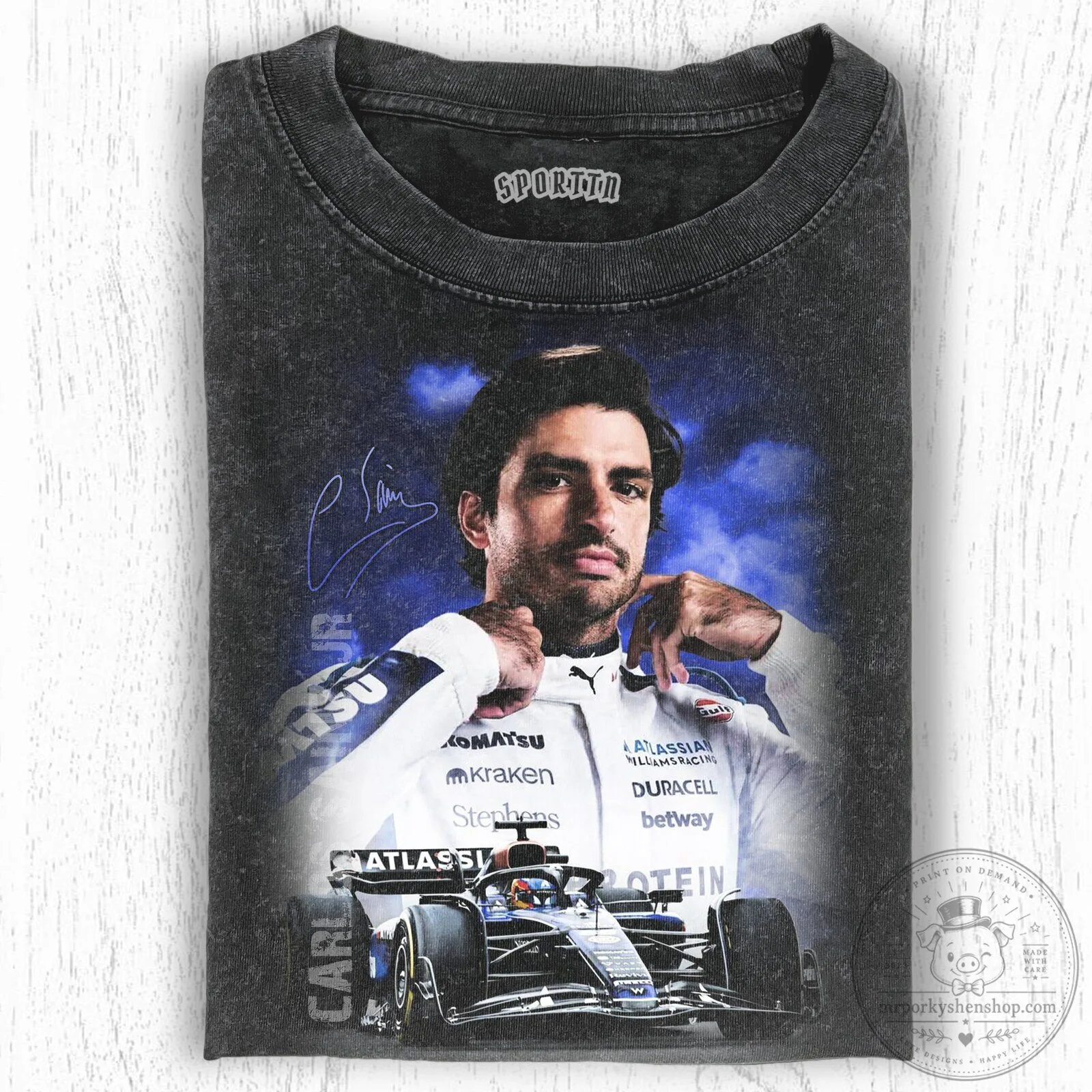 Carlos Sainz Jr. Formula 1 Racing Driver Vintage T-Shirt