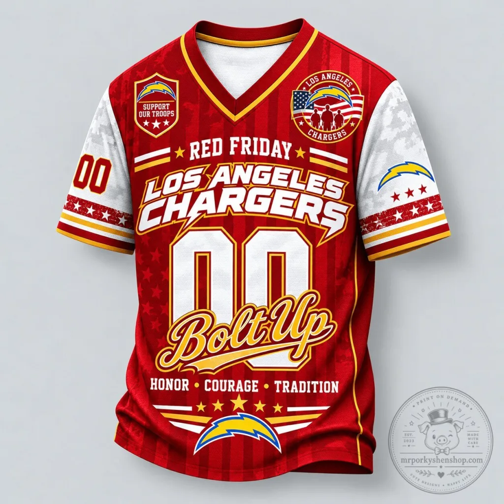 Los Angeles Chargers Red Friday Support Our Troops Football Jersey Los Angeles Chargers Red Friday Support Our Troops Football Jersey
