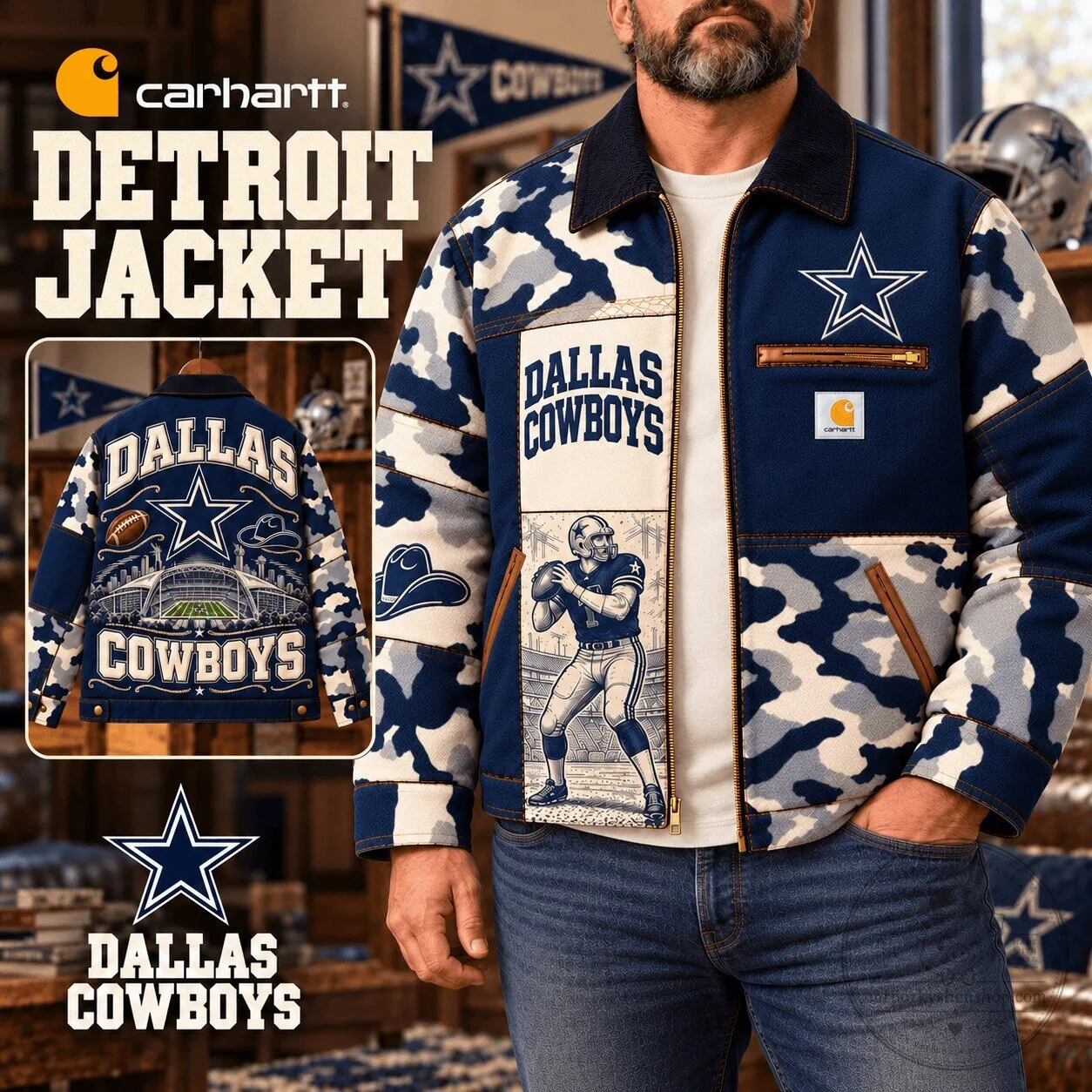Dallas Cowboys Carhartt Detroit Jacket NFL Football Team Fan Apparel