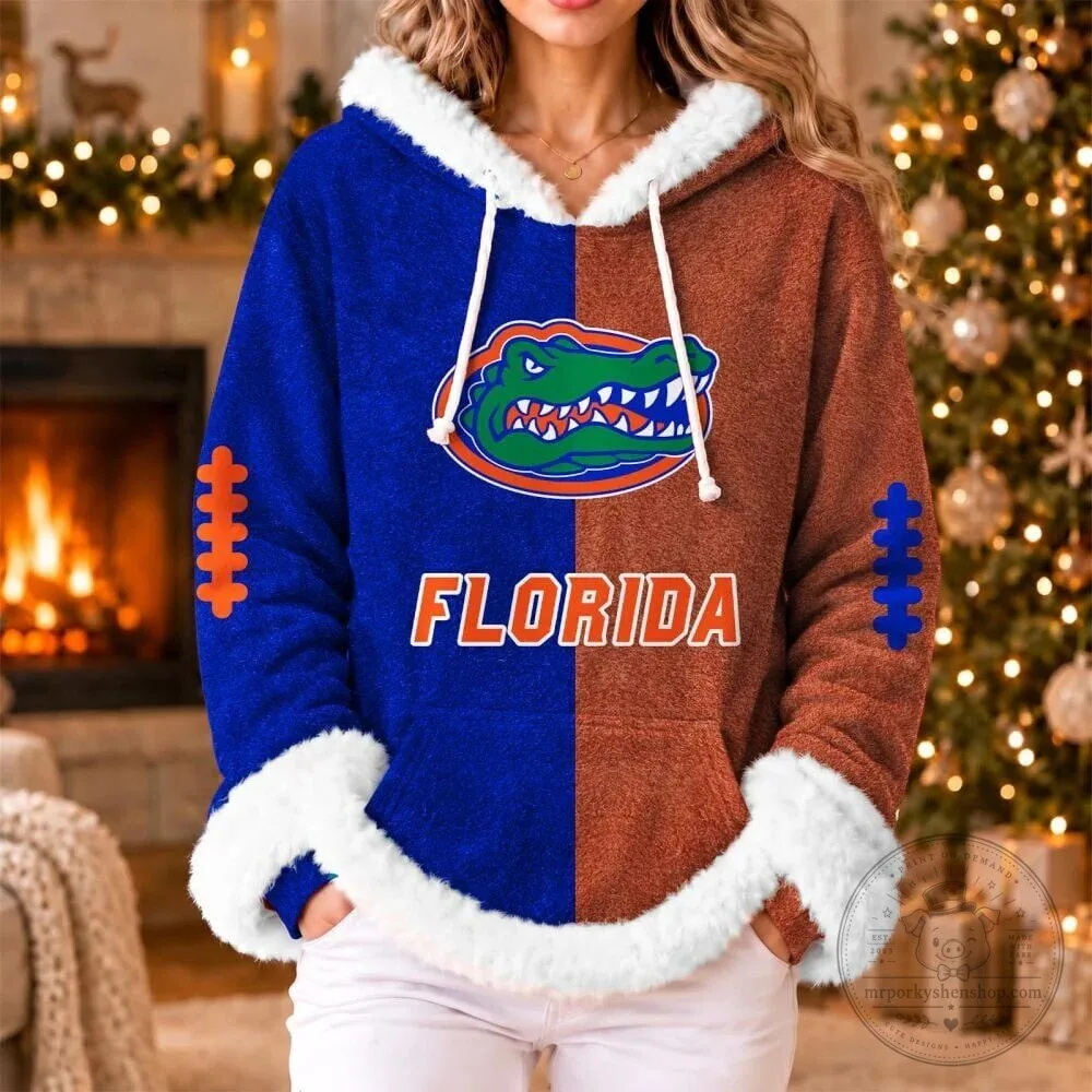 Florida Gators Football Team Two-Tone Plush Hoodie for Women 10 Florida Gators Football Team Two-Tone Plush Hoodie for Women