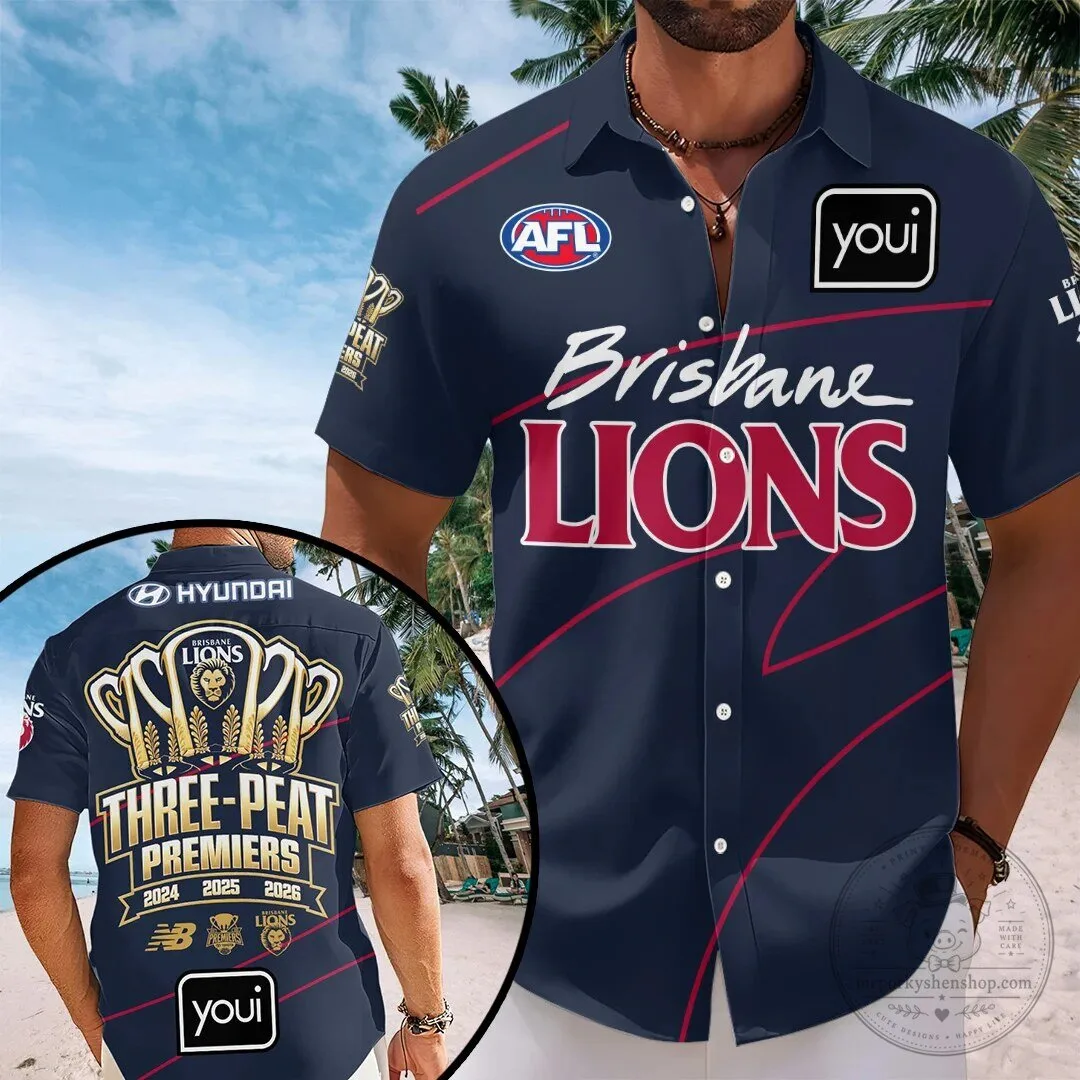 Brisbane Lions Australian Football League Three-Peat Premiers Hawaiian Shirt