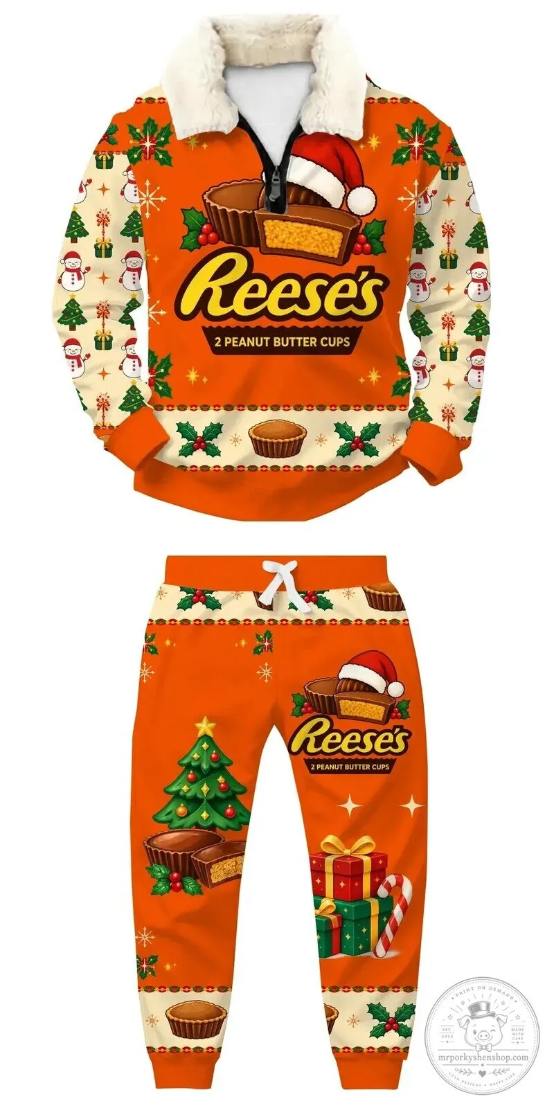 Reese’s Peanut Butter Cups Christmas Ugly Quarter Zip Sweatshirt