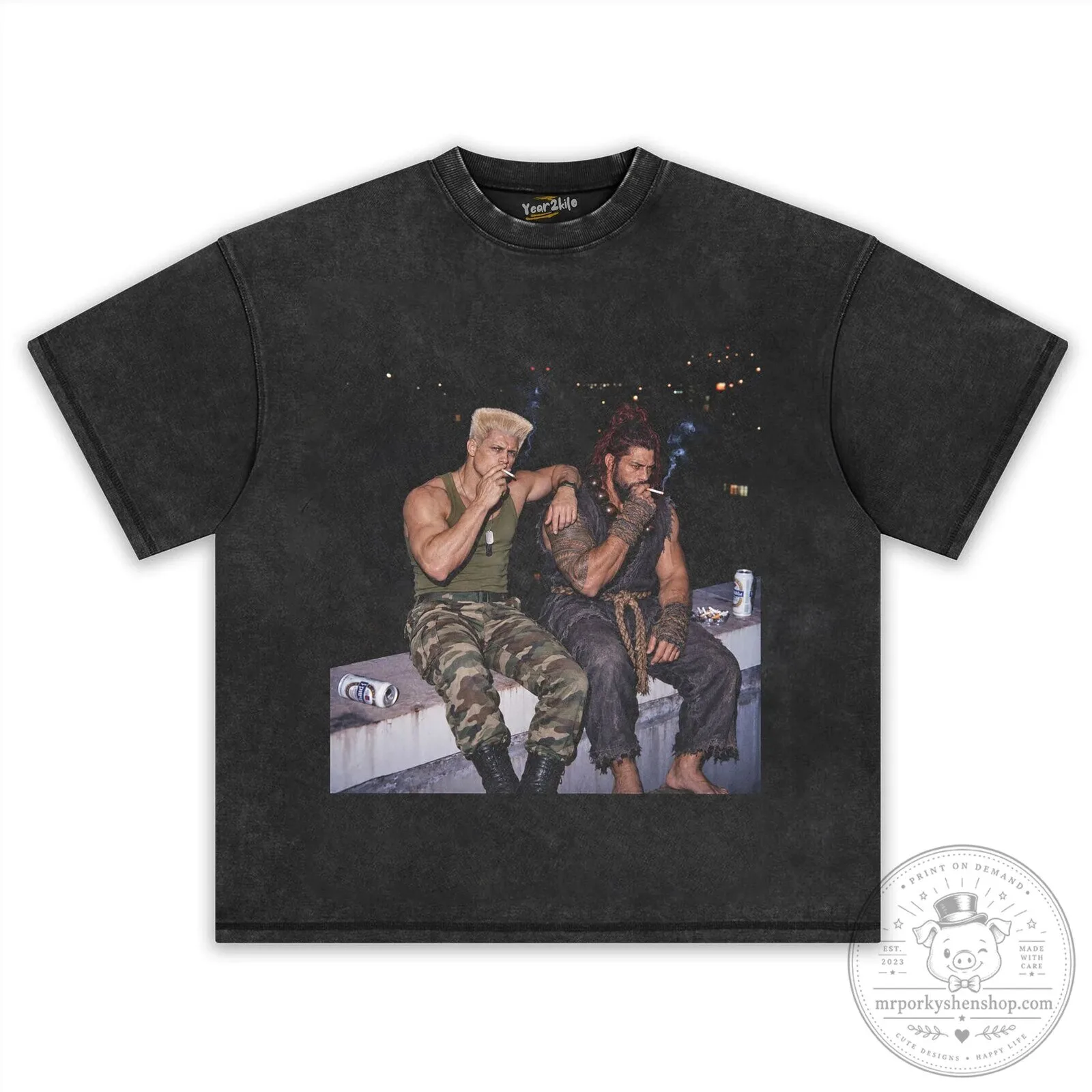 Street Fighter Cody Rhodes and Roman Reigns Black Graphic T-Shirt 12 Street Fighter Cody Rhodes and Roman Reigns Black Graphic T-Shirt
