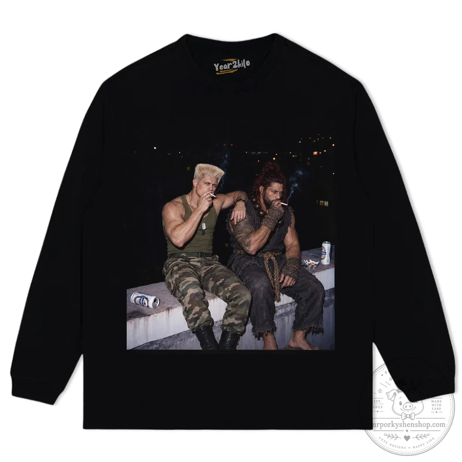 Street Fighter Cody Rhodes and Roman Reigns Black Graphic T-Shirt 15 Street Fighter Cody Rhodes and Roman Reigns Black Graphic T-Shirt