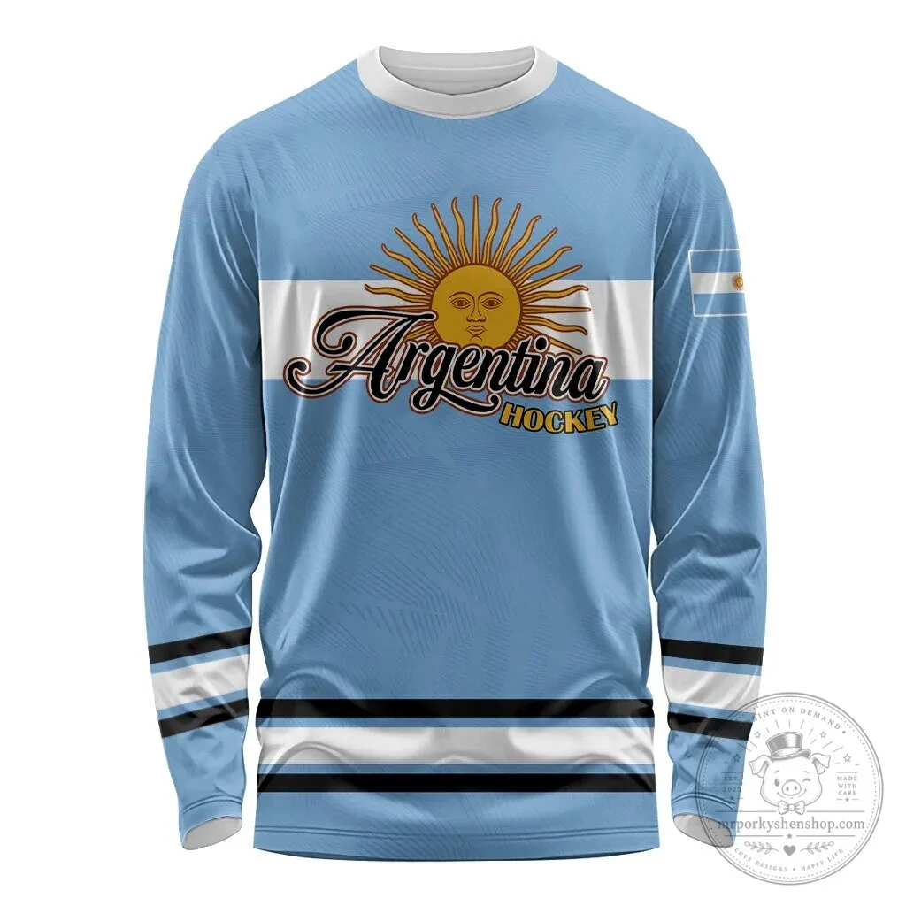 Argentina Hockey Team Sky Blue Sun of May Long Sleeve Jersey