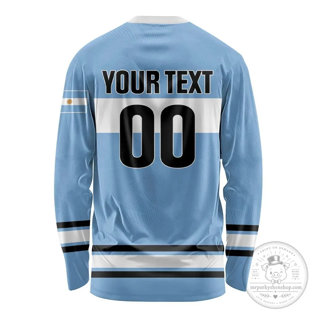 Argentina Hockey Team Sky Blue Sun of May Long Sleeve Jersey 7 Argentina Hockey Team Sky Blue Sun of May Long Sleeve Jersey