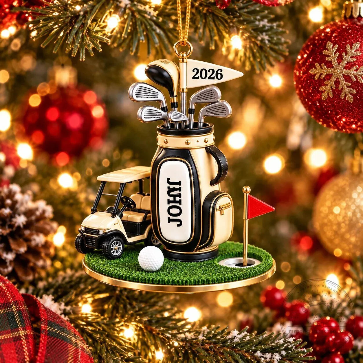 Personalized Golf Bag and Cart Acrylic Ornament, Golfer Christmas Tree Decoration 15 Personalized Golf Bag and Cart Acrylic Ornament, Golfer Christmas Tree Decoration