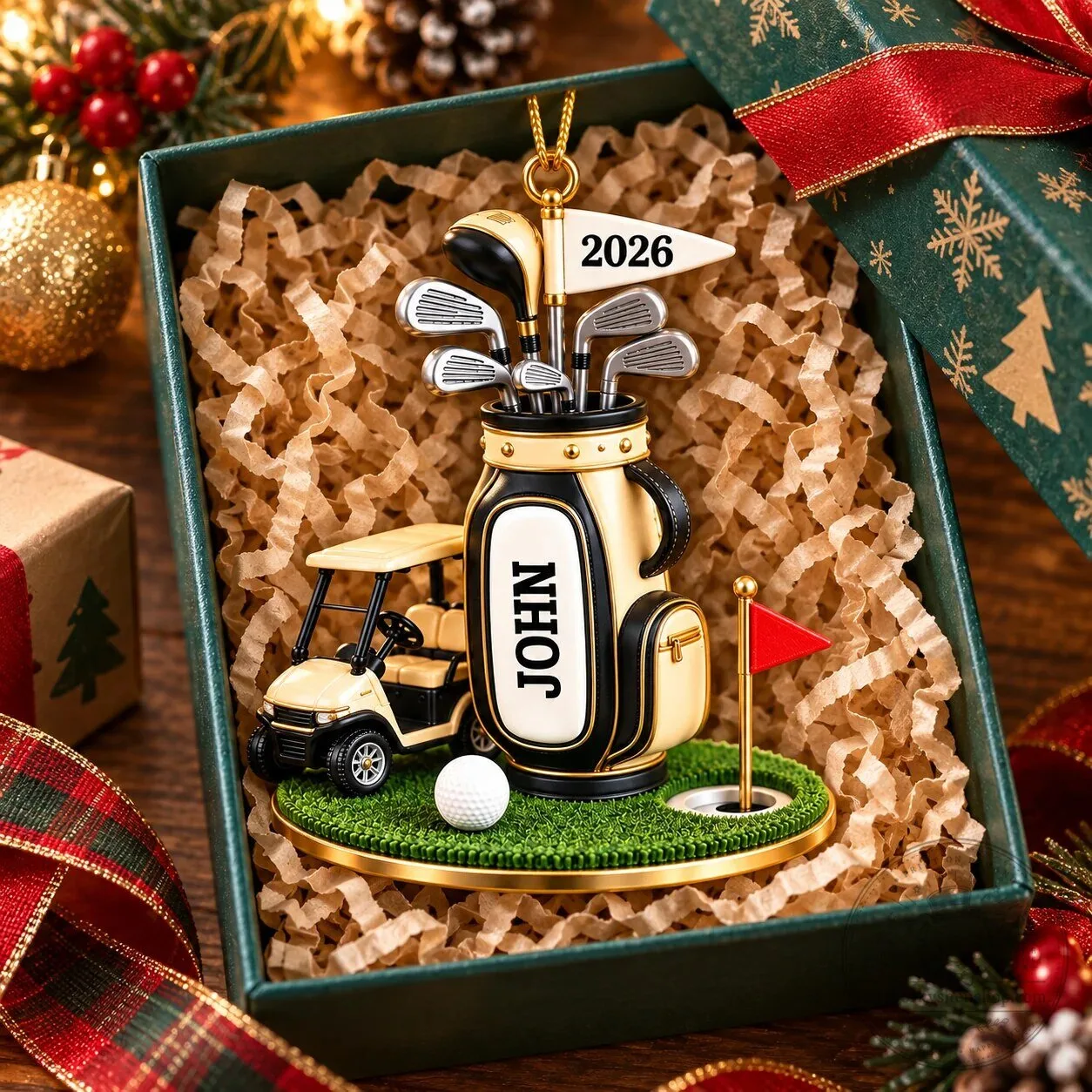 Personalized Golf Bag and Cart Acrylic Ornament, Golfer Christmas Tree Decoration 17 Personalized Golf Bag and Cart Acrylic Ornament, Golfer Christmas Tree Decoration