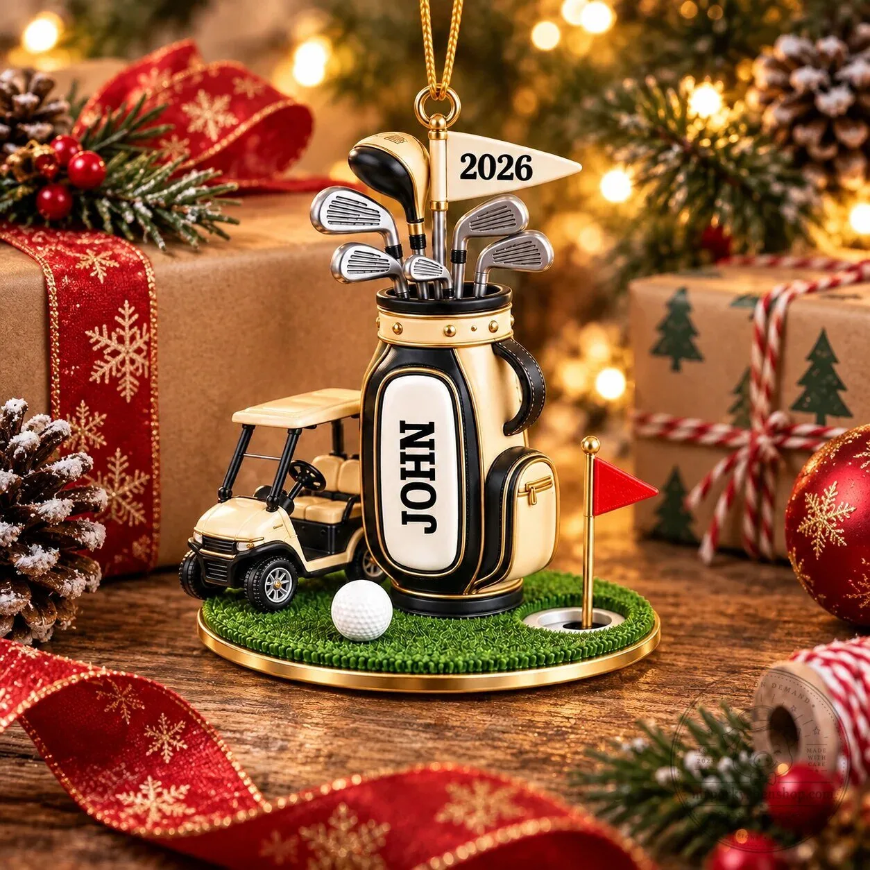 Personalized Golf Bag and Cart Acrylic Ornament, Golfer Christmas Tree Decoration 19 Personalized Golf Bag and Cart Acrylic Ornament, Golfer Christmas Tree Decoration
