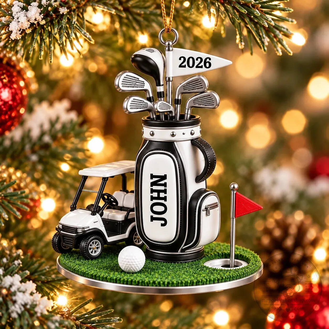 Personalized Golf Bag and Cart Acrylic Ornament, Golfer Christmas Tree Decoration 20 Personalized Golf Bag and Cart Acrylic Ornament, Golfer Christmas Tree Decoration