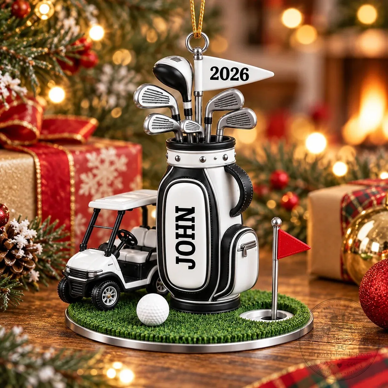 Personalized Golf Bag and Cart Acrylic Ornament, Golfer Christmas Tree Decoration 21 Personalized Golf Bag and Cart Acrylic Ornament, Golfer Christmas Tree Decoration