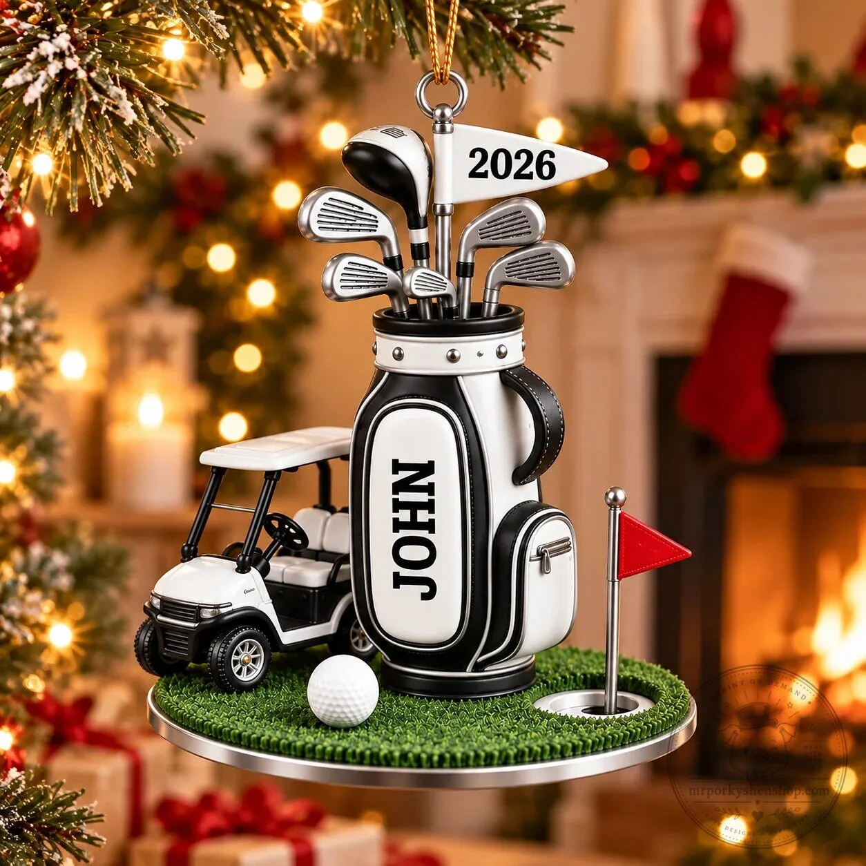 Personalized Golf Bag and Cart Acrylic Ornament, Golfer Christmas Tree Decoration 22 Personalized Golf Bag and Cart Acrylic Ornament, Golfer Christmas Tree Decoration