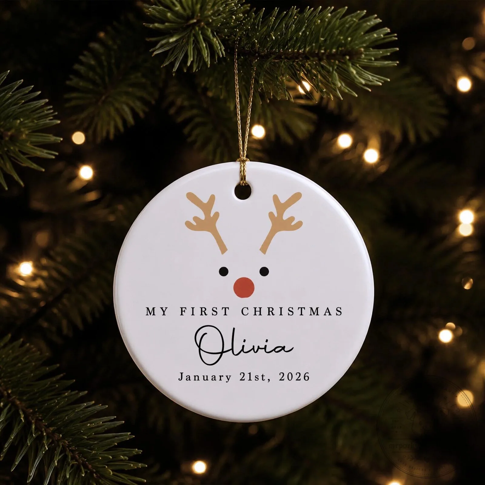 Personalized My First Christmas Reindeer Baby Name Date Ceramic Ornament 20 Personalized My First Christmas Reindeer Baby Name Date Ceramic Ornament