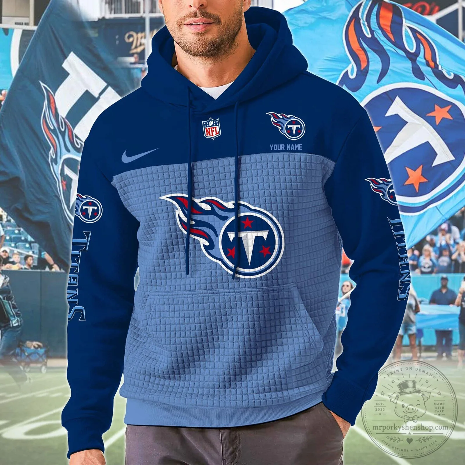 Tennessee Titans Custom Name NFL Football Team Blue Pullover Hoodie 2 Tennessee Titans Custom Name NFL Football Team Blue Pullover Hoodie