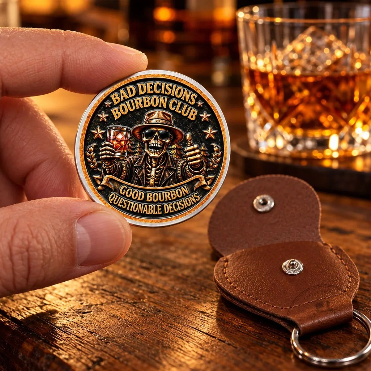 Bad Decisions Bourbon Club Personalized Engraved Coin Keychain 17 Bad Decisions Bourbon Club Personalized Engraved Coin Keychain