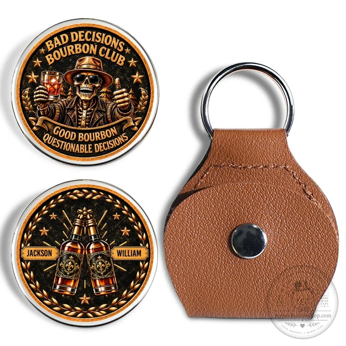 Bad Decisions Bourbon Club Personalized Engraved Coin Keychain 22 Bad Decisions Bourbon Club Personalized Engraved Coin Keychain