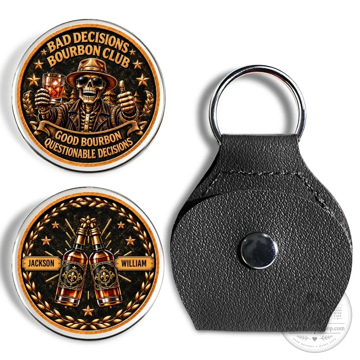 Bad Decisions Bourbon Club Personalized Engraved Coin Keychain 23 Bad Decisions Bourbon Club Personalized Engraved Coin Keychain
