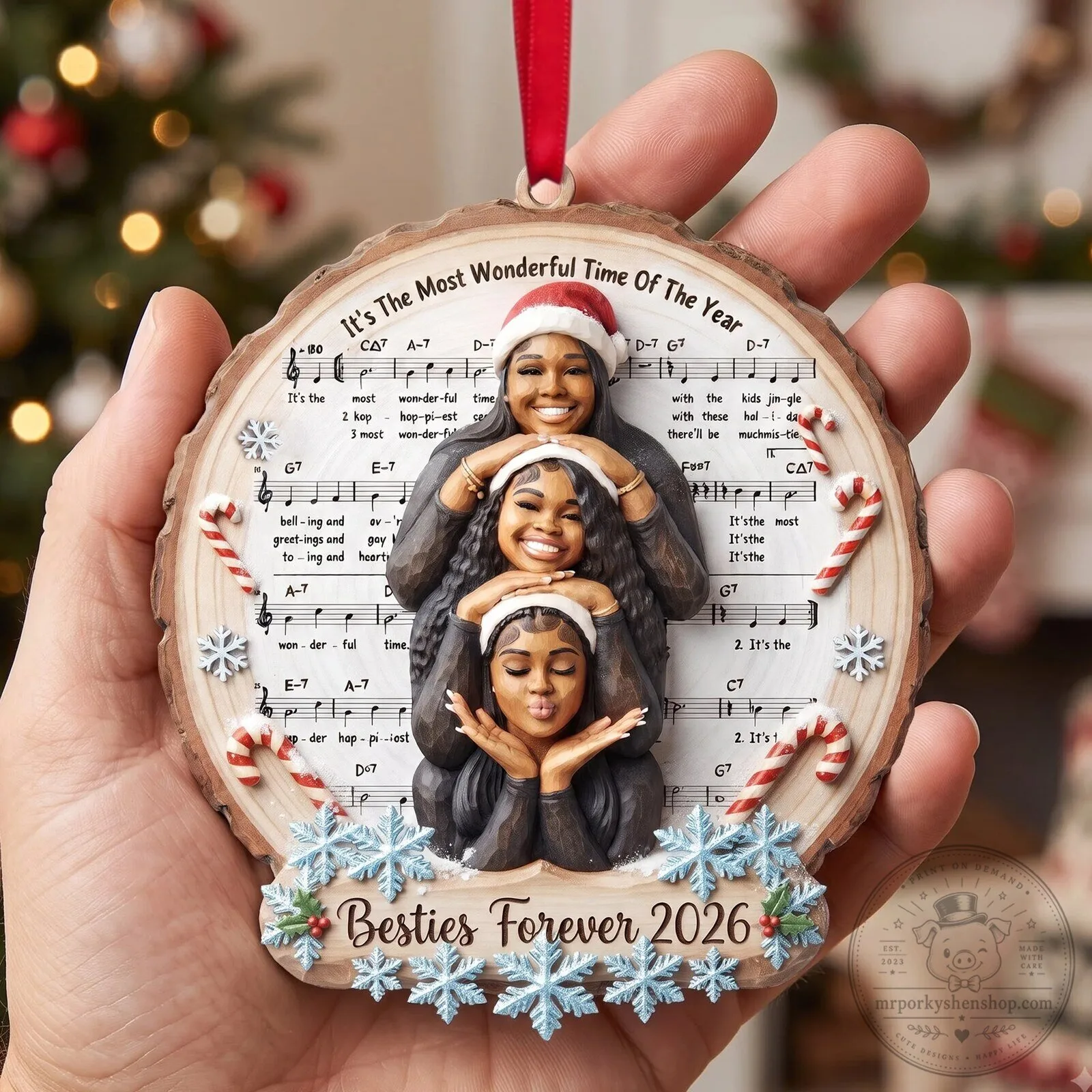 Besties Forever Christmas Ornament - Personalized Photo Holiday Tree Decoration 8 Besties Forever Christmas Ornament - Personalized Photo Holiday Tree Decoration