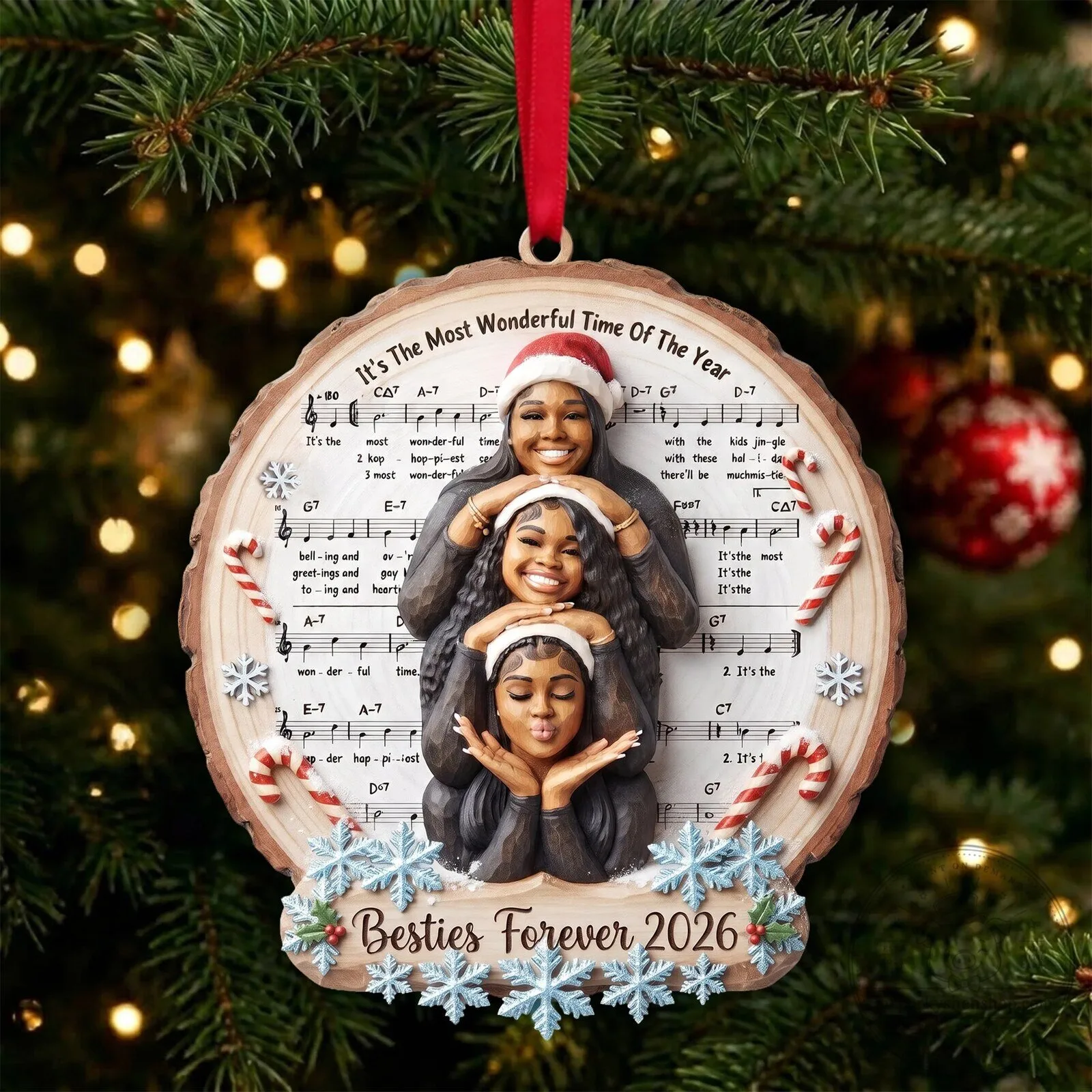 Besties Forever Christmas Ornament - Personalized Photo Holiday Tree Decoration 9 Besties Forever Christmas Ornament - Personalized Photo Holiday Tree Decoration