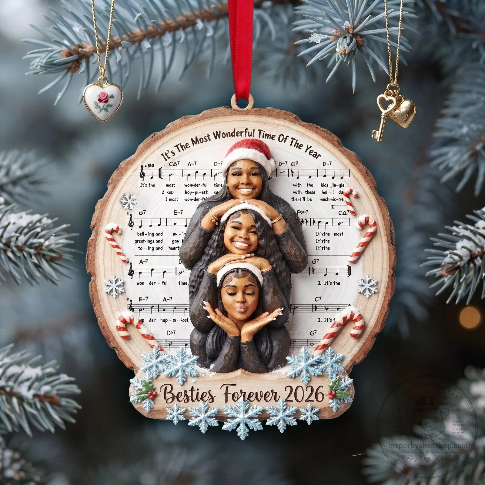 Besties Forever Christmas Ornament - Personalized Photo Holiday Tree Decoration 10 Besties Forever Christmas Ornament - Personalized Photo Holiday Tree Decoration