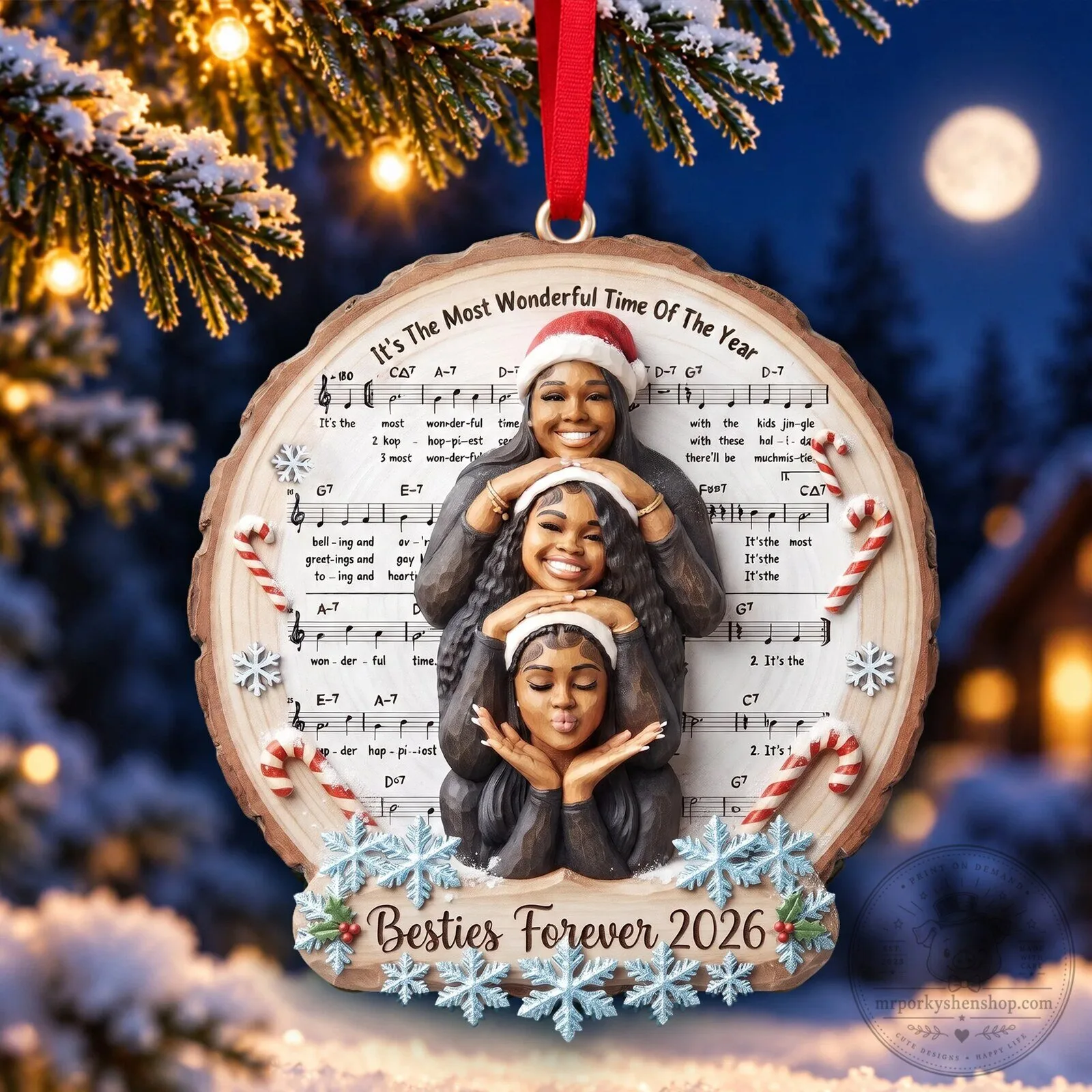 Besties Forever Christmas Ornament - Personalized Photo Holiday Tree Decoration 11 Besties Forever Christmas Ornament - Personalized Photo Holiday Tree Decoration