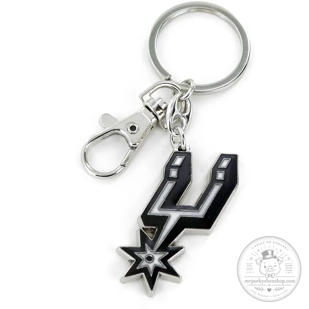 San Antonio Spurs Basketball Team Logo Metal Keychain with Clip