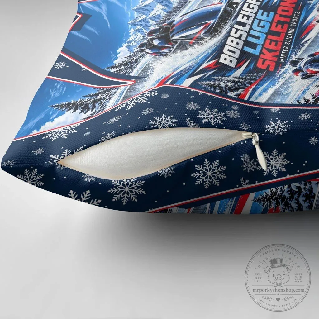 Bobsleigh Luge Skeleton Winter Sliding Sports Snowflakes Pillow Cover 11 Bobsleigh Luge Skeleton Winter Sliding Sports Snowflakes Pillow Cover