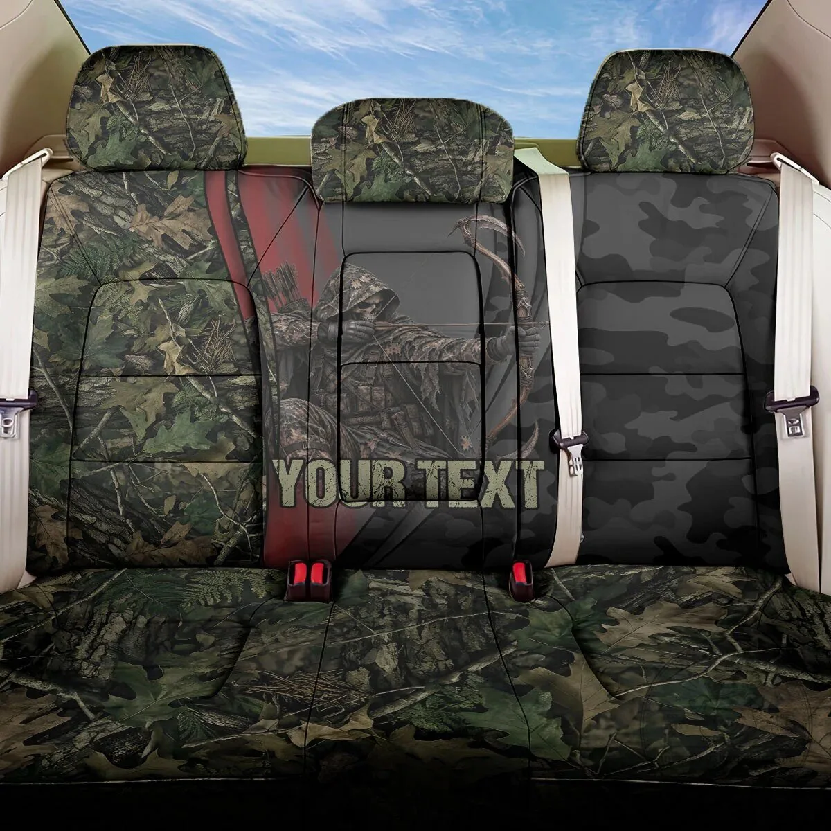 Personalized Bowhunting Grim Reaper Camouflage Car Seat Cover for Hunters