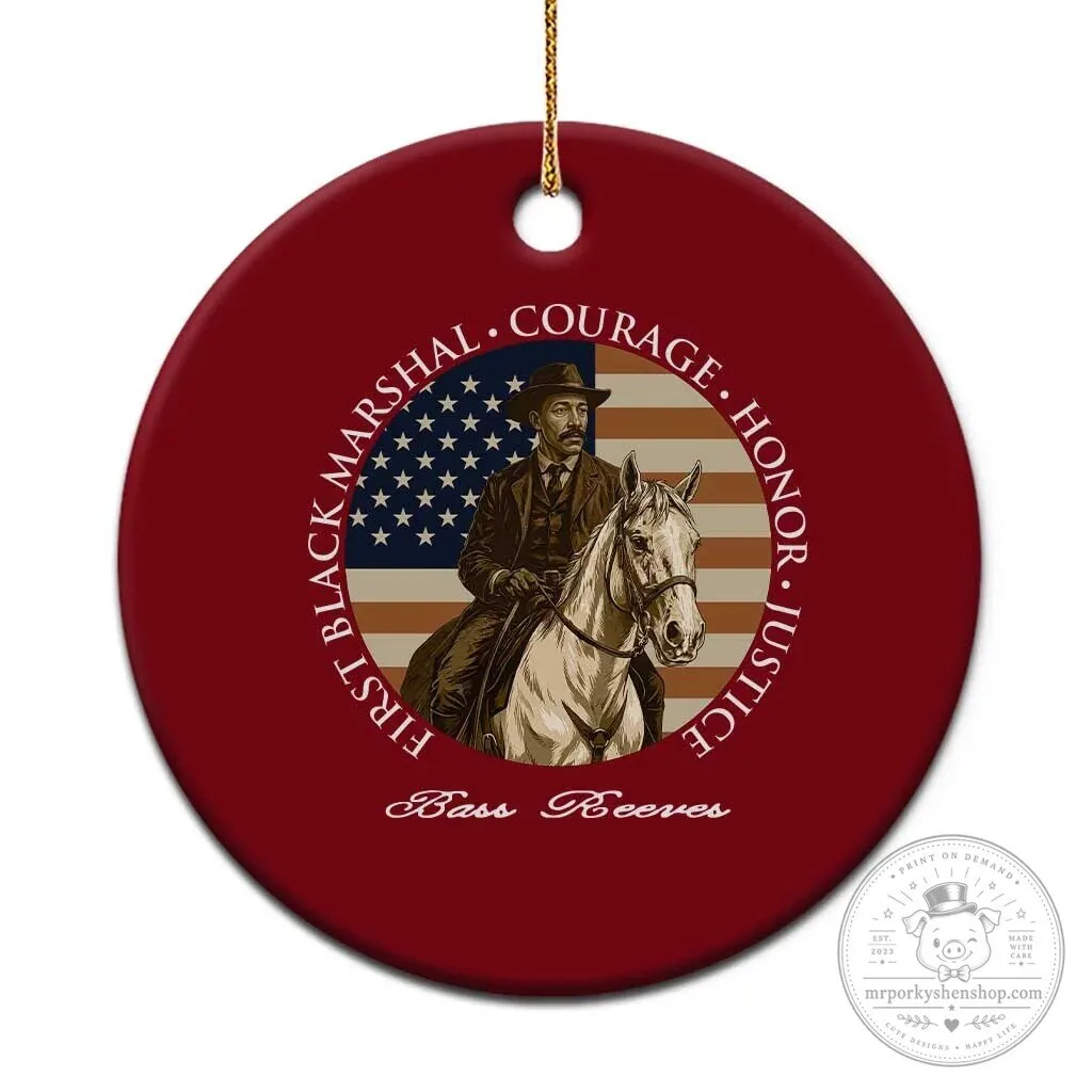 Bass Reeves First Black US Marshal Courage Honor Justice American Flag Ornament