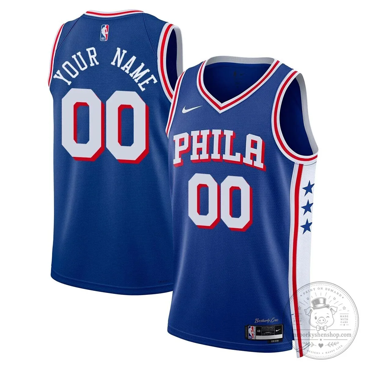 Philadelphia 76ers Royal Blue Custom Basketball Jersey 6 Philadelphia 76ers Royal Blue Custom Basketball Jersey