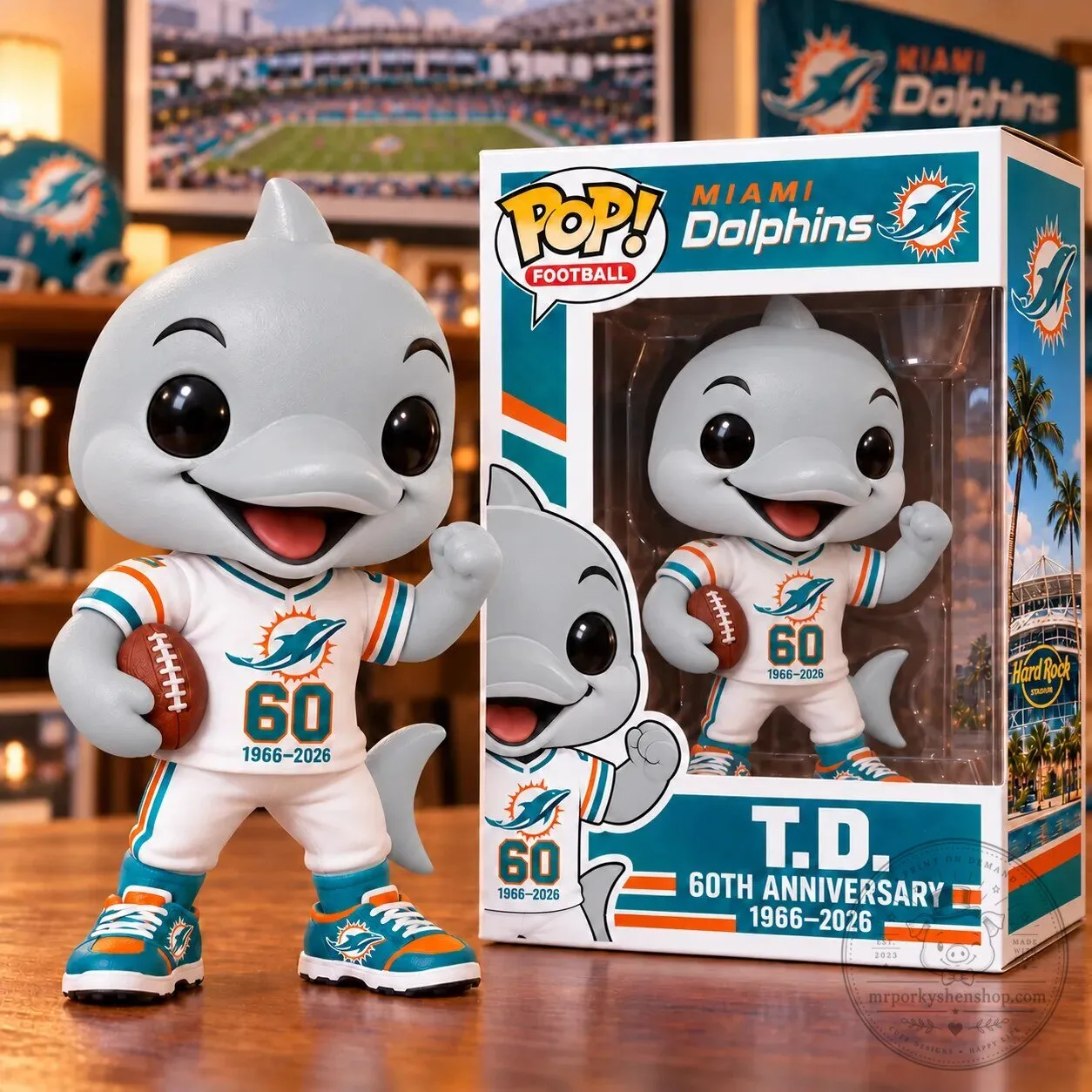 Miami Dolphins T.D. 60th Anniversary 1966-2026 Funko Pop! Football Figurine