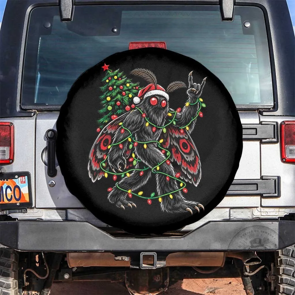 Christmas Mothman Rock On Spare Tire Cover Vintage Heavy Metal Cryptid