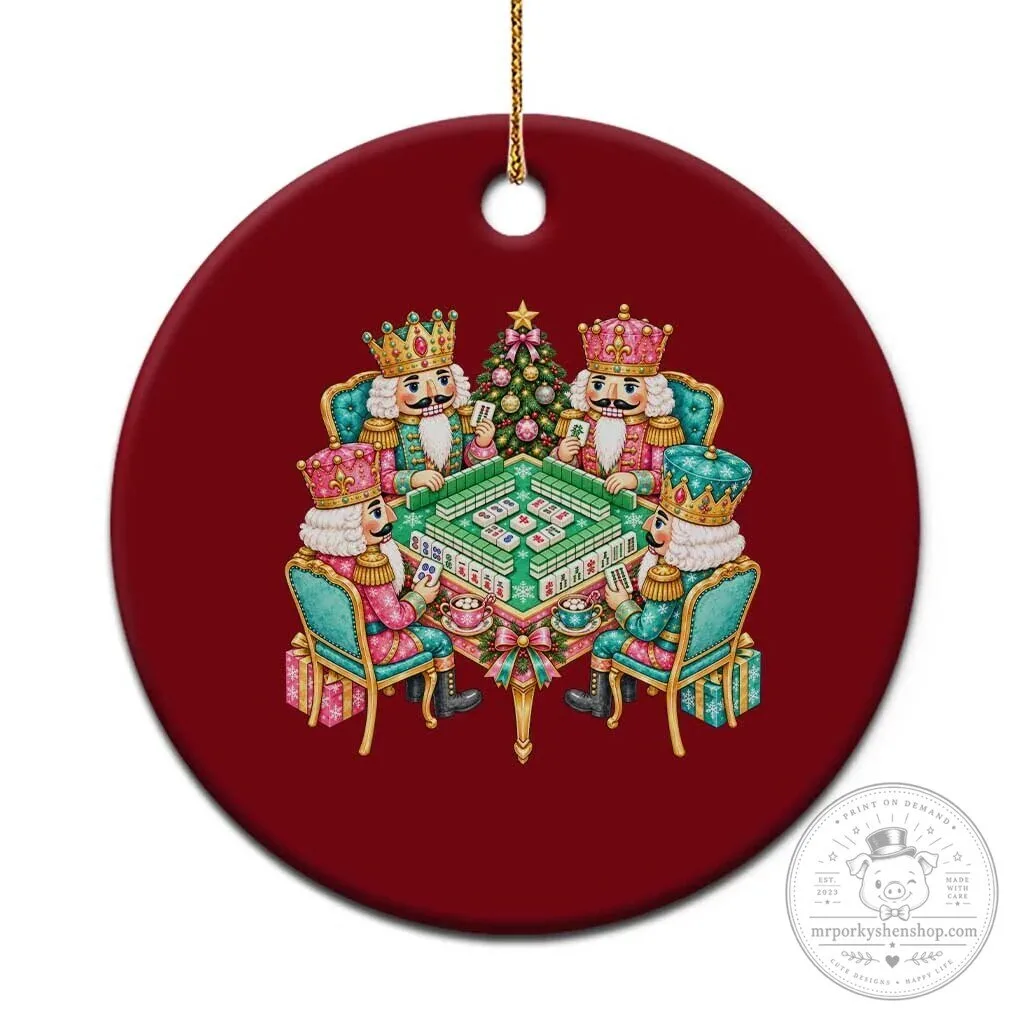Christmas Nutcracker Mahjong Game Night Holiday Ceramic Ornament