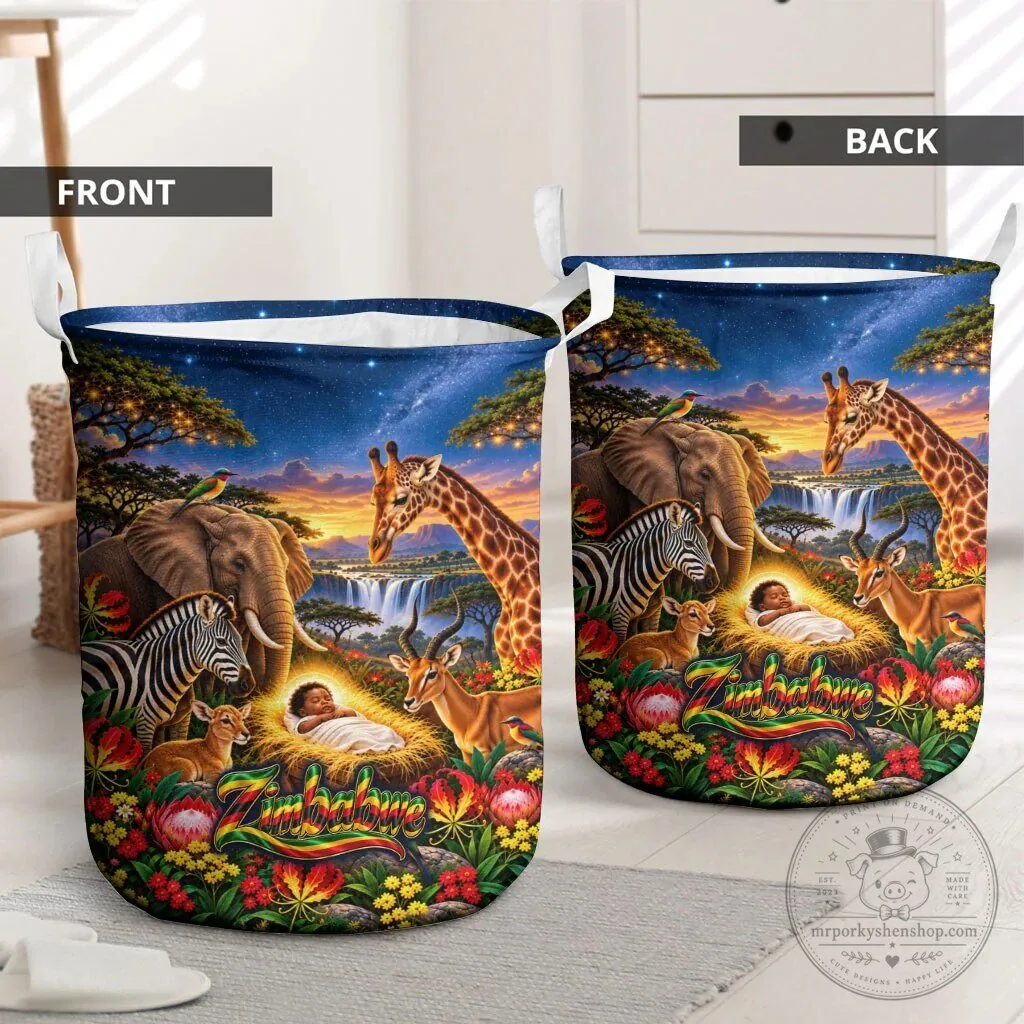 Zimbabwe Christmas Holy Family African Safari Wildlife Laundry Basket 8 Zimbabwe Christmas Holy Family African Safari Wildlife Laundry Basket