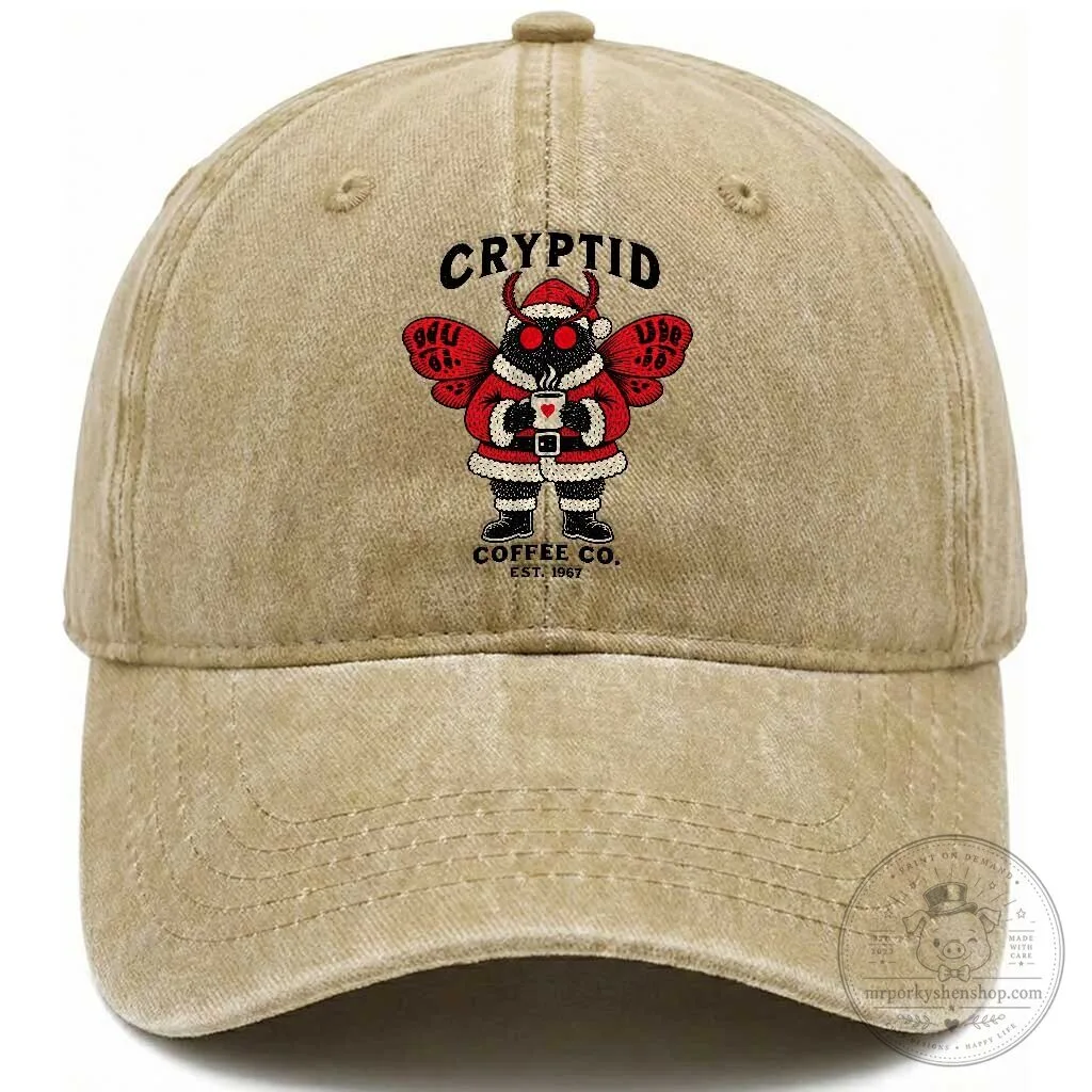 Mothman Christmas Coffee Company Baseball Cap Hat 7 Mothman Christmas Coffee Company Baseball Cap Hat