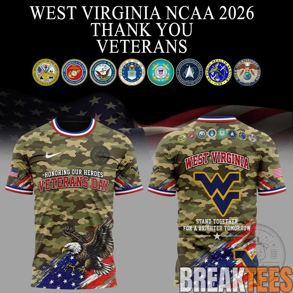 West Virginia Mountaineers NCAA 2026 Thank You Veterans Day Camouflage T-Shirt