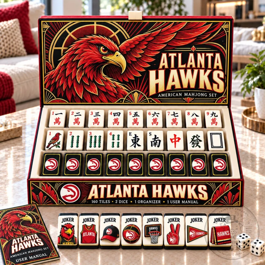 Atlanta Hawks American Mahjong Game Set with 160 Tiles and Accessories Atlanta Hawks American Mahjong Game Set with 160 Tiles and Accessories