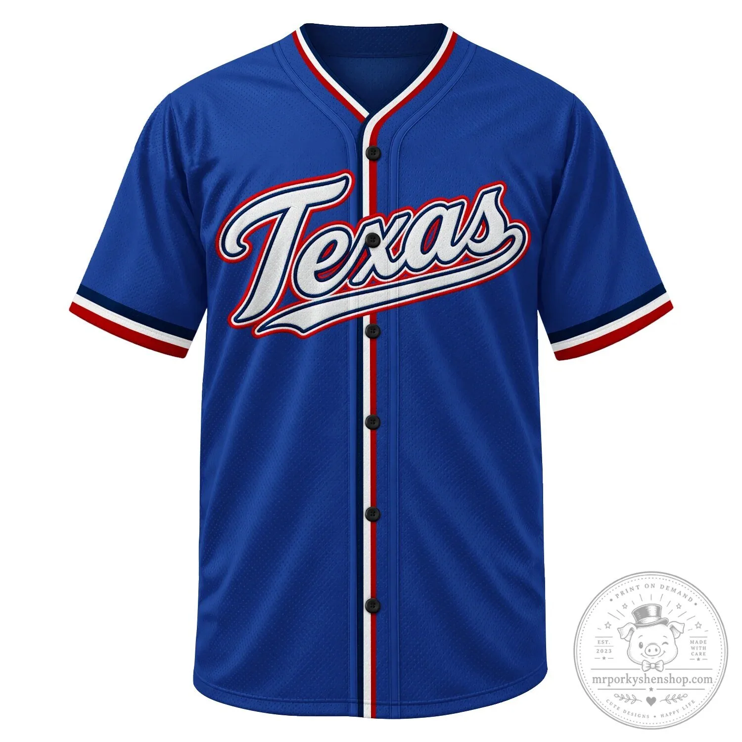 Texas Baseball Team Fan Jersey, Custom Blue Sports Apparel