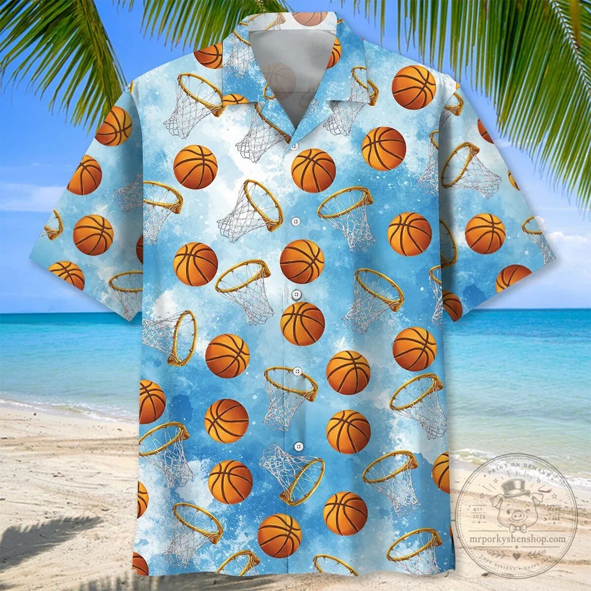 Basketball Hoop And Ball Sky Blue Hawaiian Shirt 7 Basketball Hoop And Ball Sky Blue Hawaiian Shirt