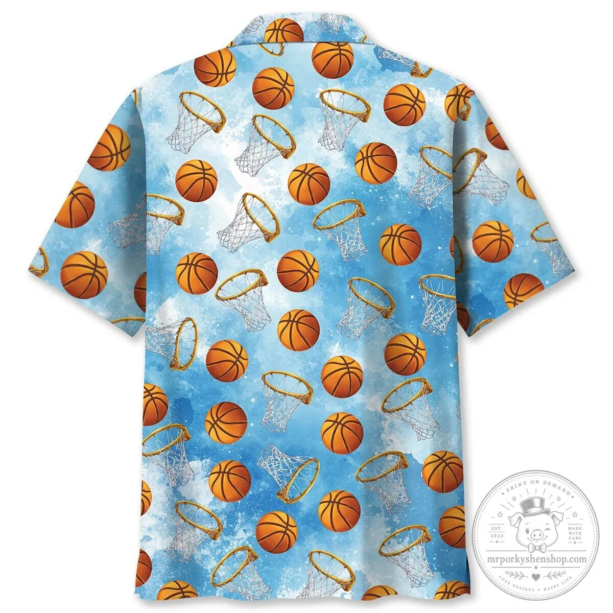 Basketball Hoop And Ball Sky Blue Hawaiian Shirt 8 Basketball Hoop And Ball Sky Blue Hawaiian Shirt