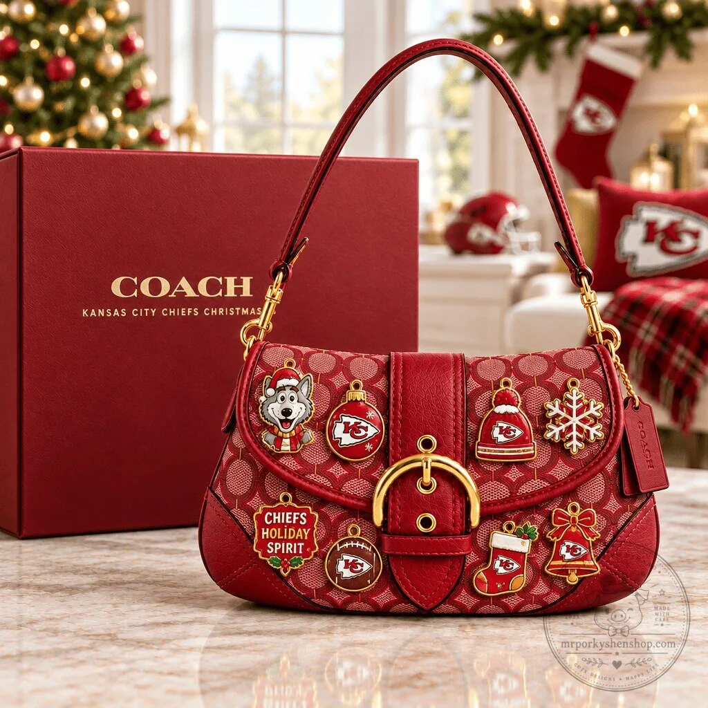 Kansas City Chiefs Christmas Holiday Spirit Coach Red Soho Bag