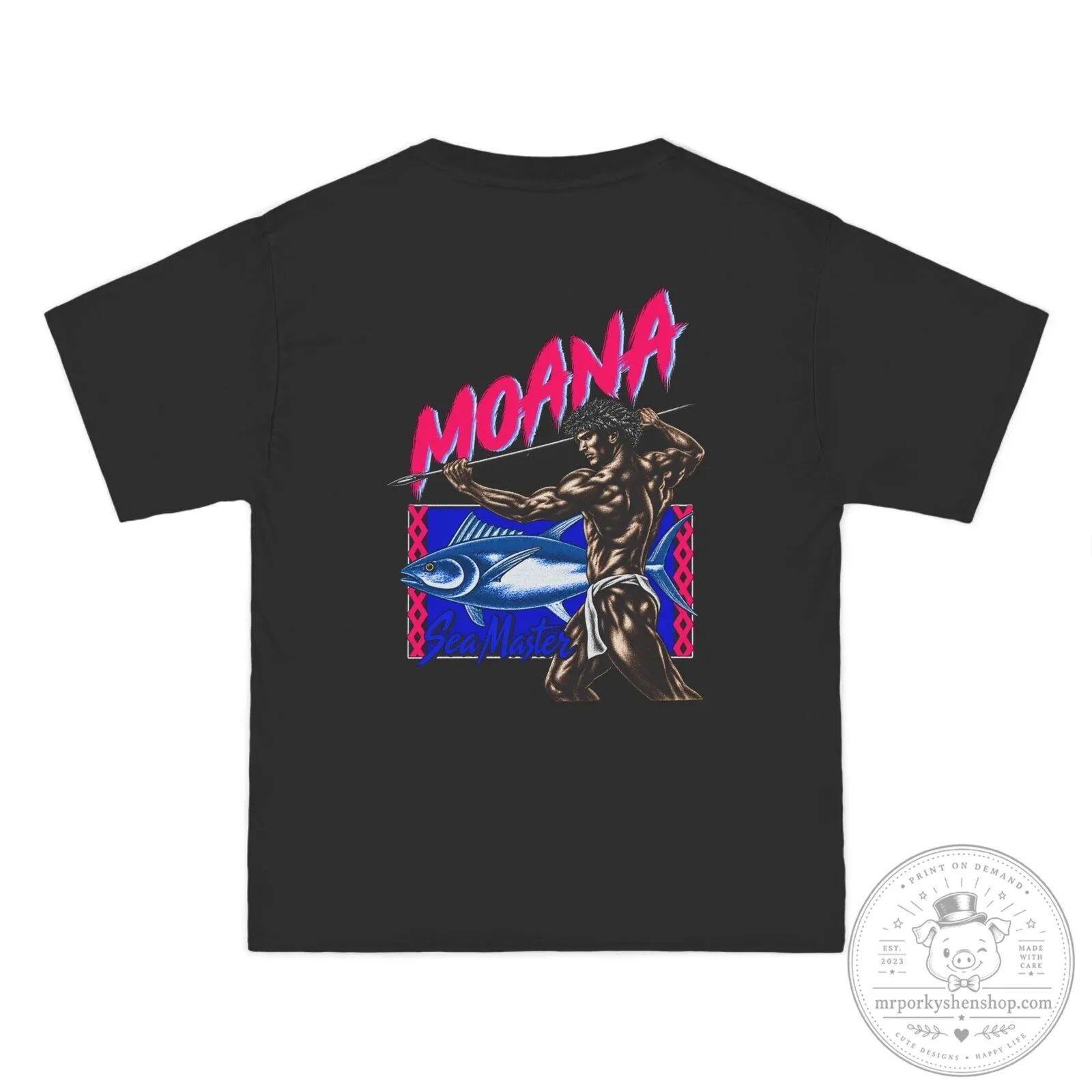Moana Sea Master Hawaiian Strength Graphic Black Short-Sleeve T-Shirt