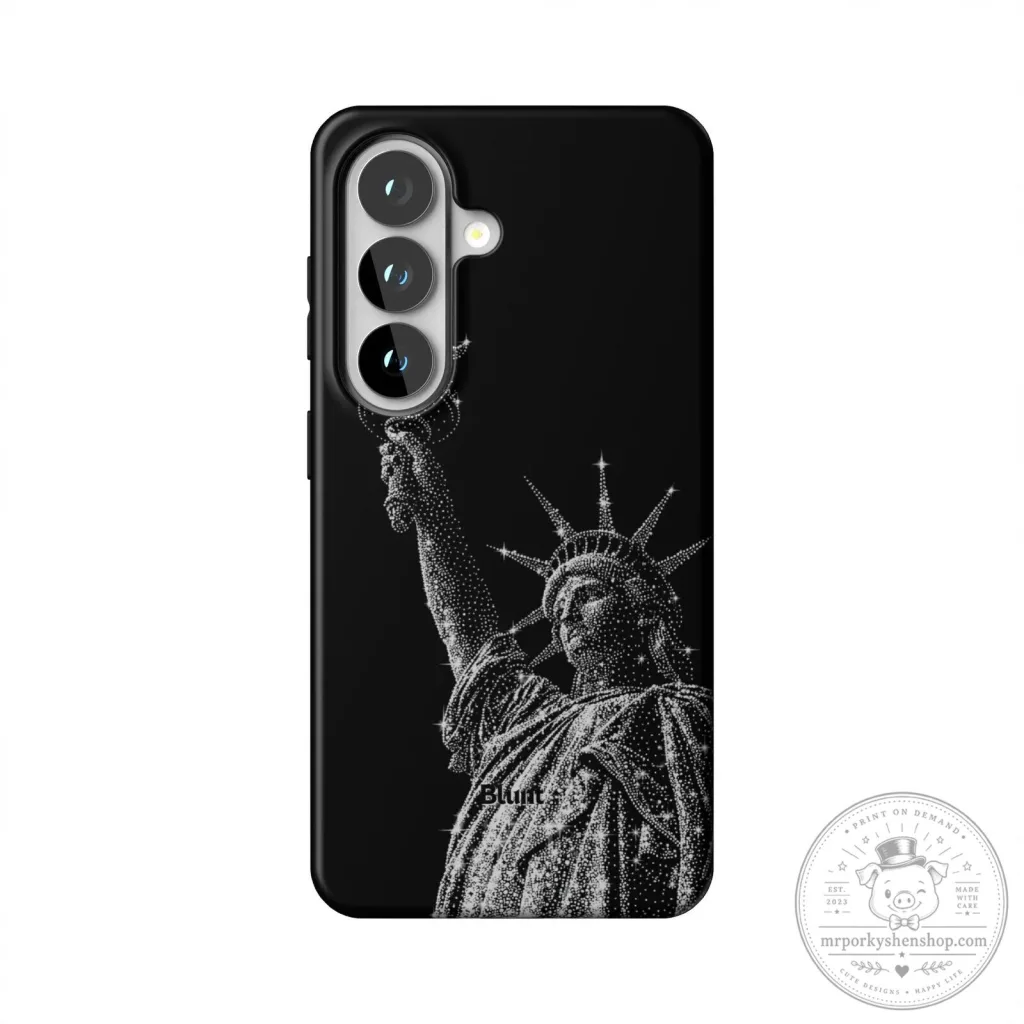 Statue of Liberty Glitter Design Black Samsung Galaxy Phone Case Statue of Liberty Glitter Design Black Samsung Galaxy Phone Case