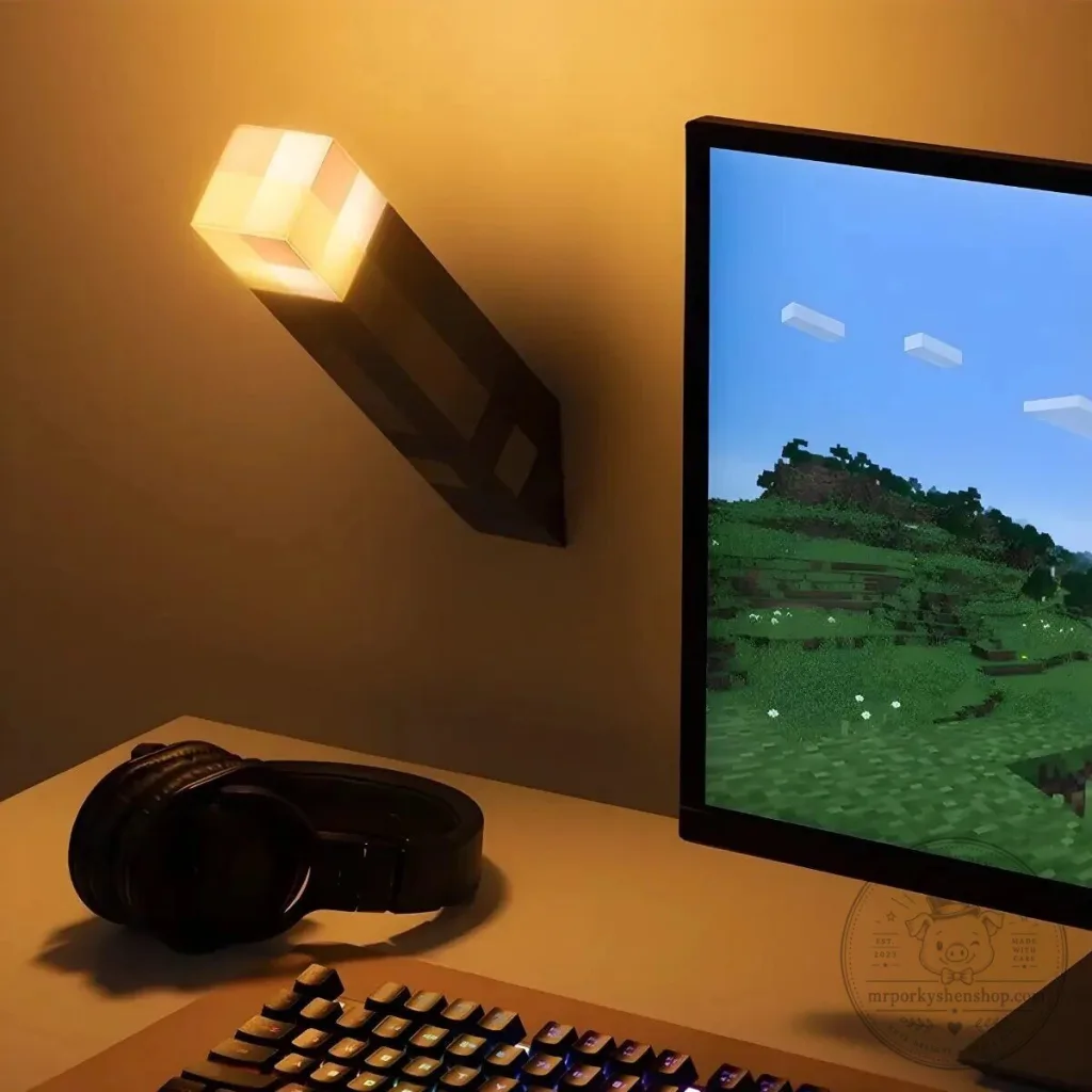 Minecraft Pixel Torch Light-Up Wall Decor for Gaming Room Minecraft Pixel Torch Light-Up Wall Decor for Gaming Room